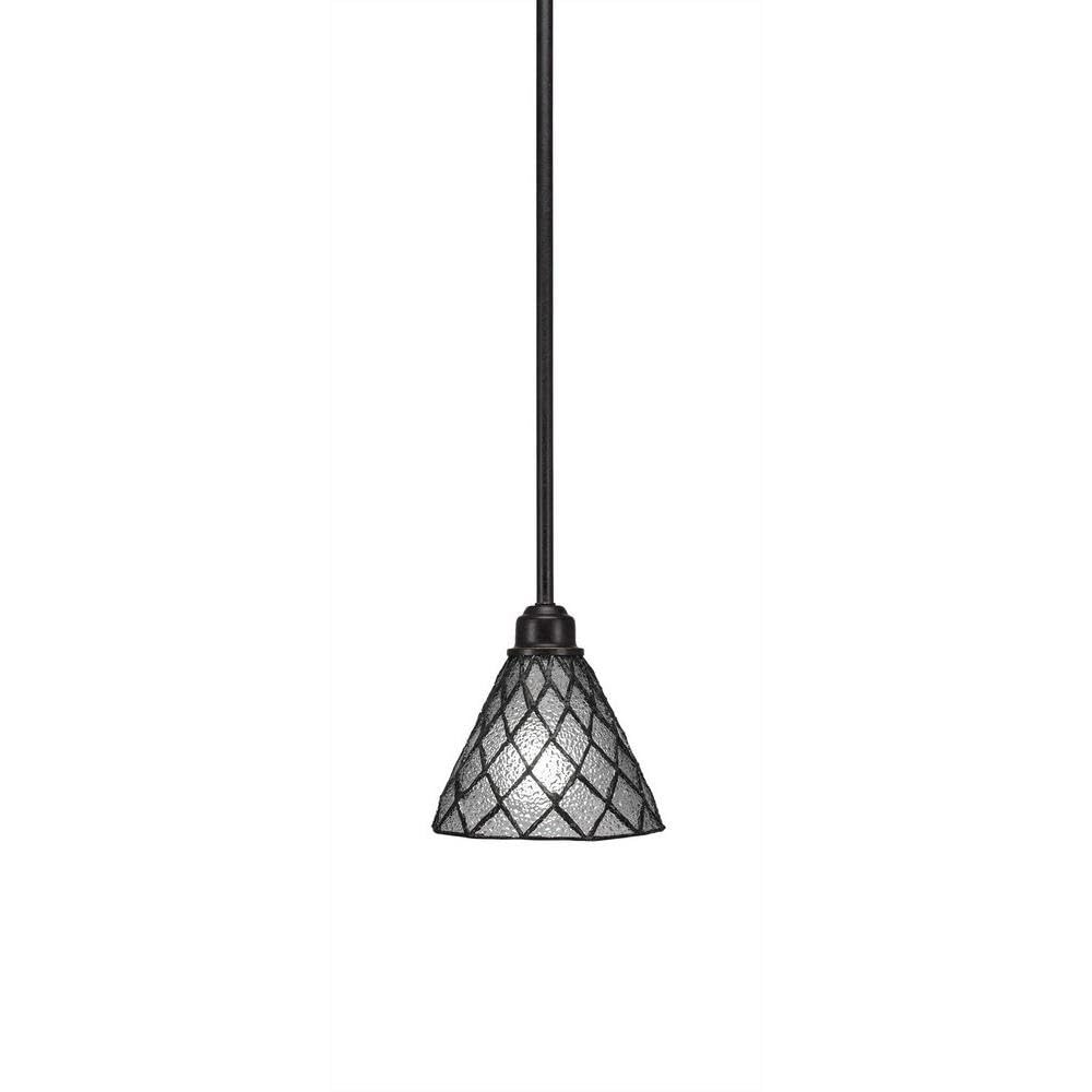 Toltec Lighting 1761-9185 Blacksmith 1 Light Mini Pendant, Diamond Ice Tiffany Glass