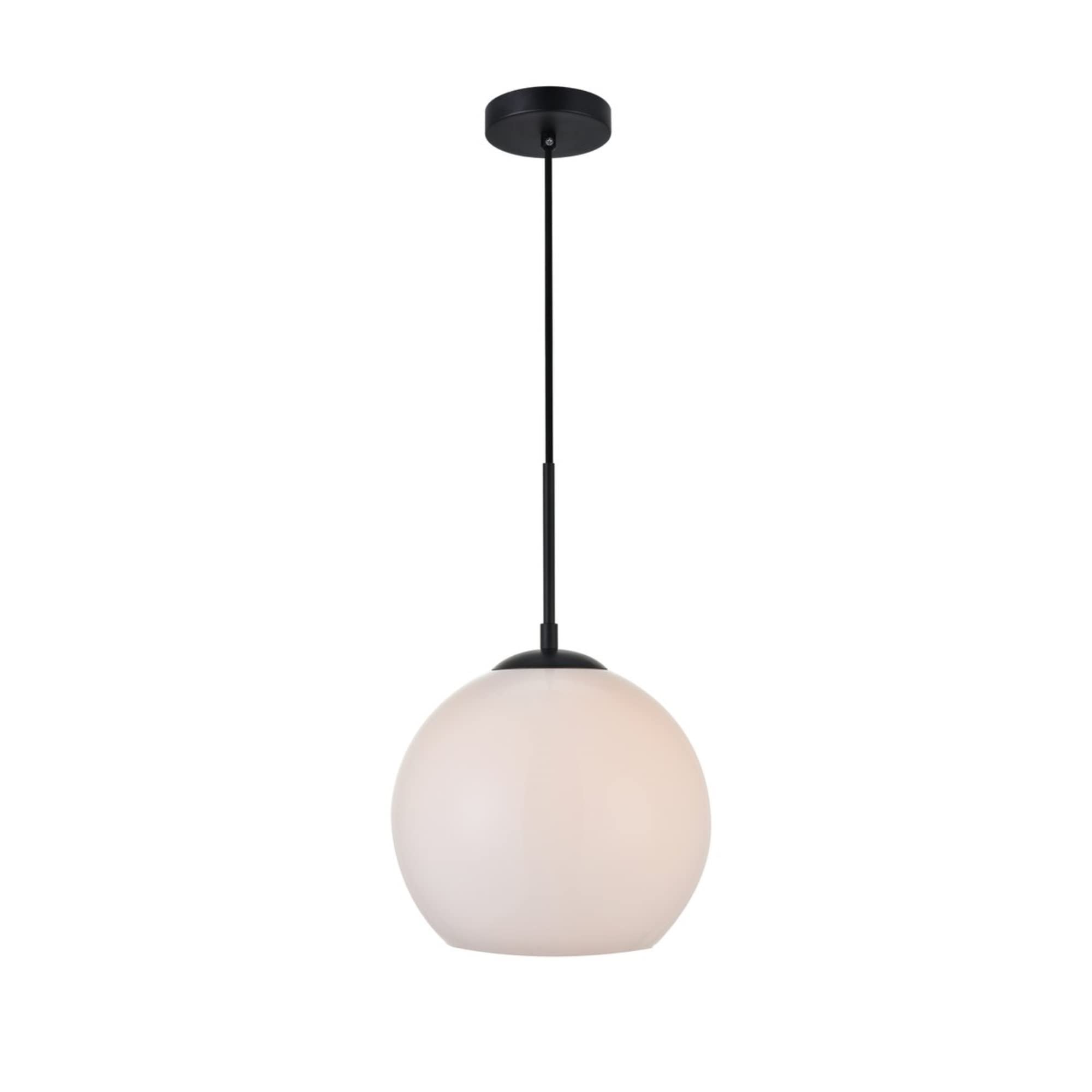 Elegant Lighting Living District Baxter 1-Light Metal Pendant - Black and Frosted White Finish