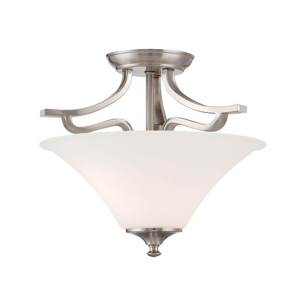 Elk Home Treme Ceiling Light-Flush Mount, Brushed Nickel, White Etched Glass, 13 W x 13 x 12H, Room Decor, TC0020217