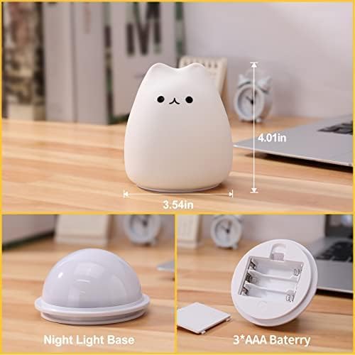 Zklili Cute Cat Lamp - Portable Silicone Night Light For Kids & Nursery Room Decor