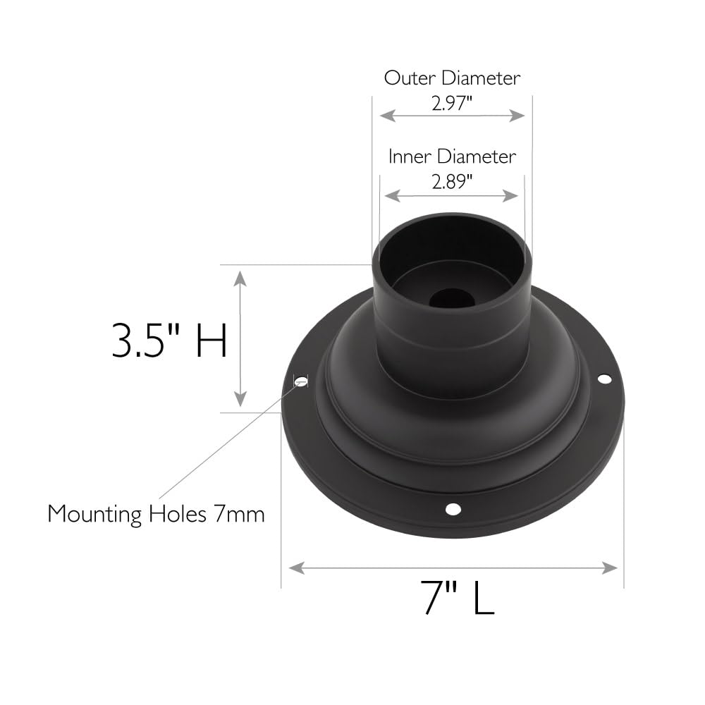 Design House Outdoor Pier Base Mount, 3-Inch Fitter, Aluminum, Matte Black, Model 588897-BLK, 1 Count