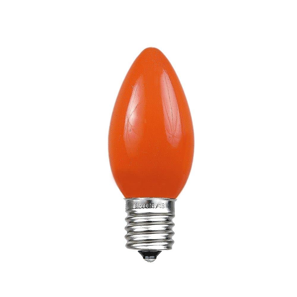 Novelty Lights 500 Case C9 Ceramic Outdoor Christmas Replacement Bulbs, Orange, E17/C9 Intermediate Base, 7 Watt