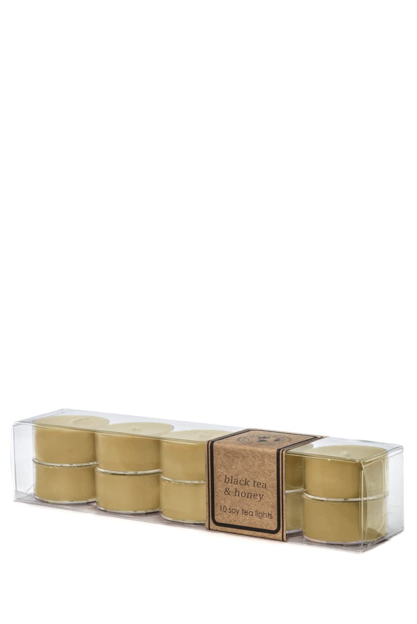 Eco Candle Co. Tea Light Candles, Black Tea & Honey, 10-Pack - Scents Of Spicy Tea, Nutmeg, Honey, & Orange - Recyclable Plastic