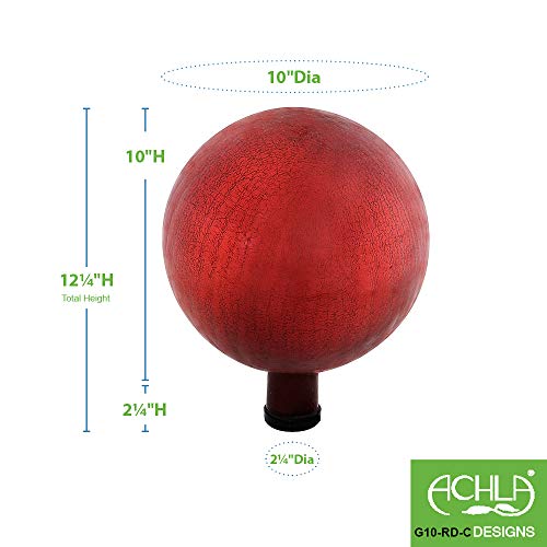 ACHLA DESIGNS Glass Garden Globe Ball Sphere, 10 inch, Red, Model G10-RD-C