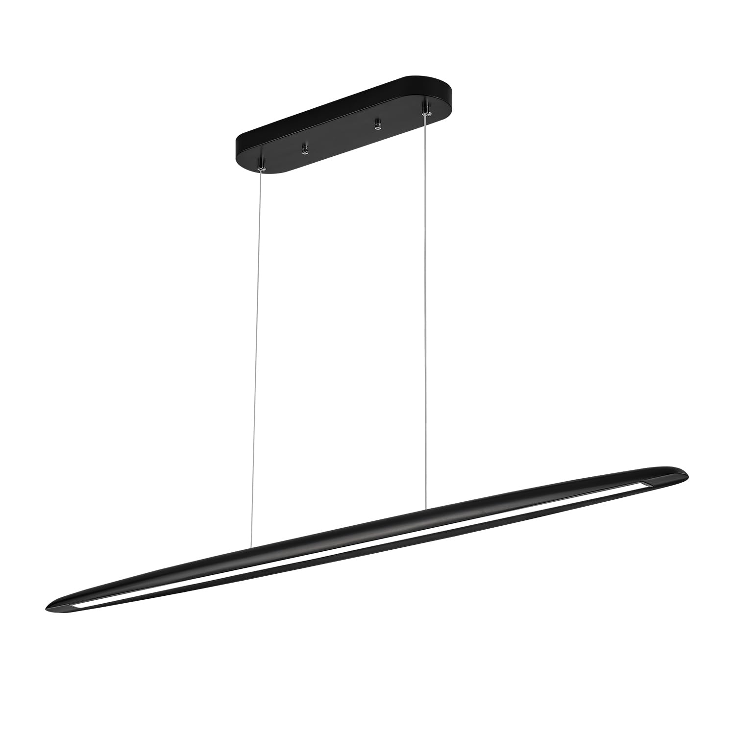 YISDESIGN 59inch Integrated Led Pendant Light 40w Dimmable Wood Black Linear Pendant Lighting Led Modern Island Light with Black