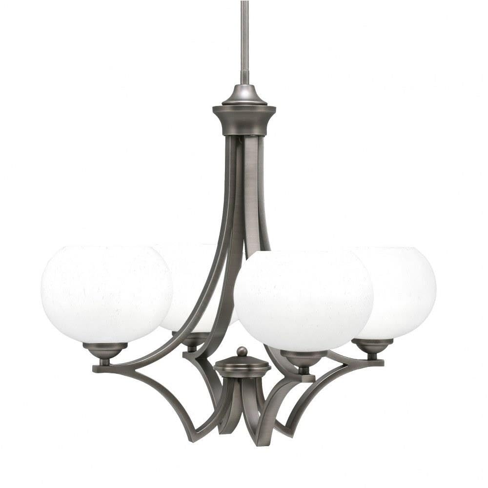 Toltec Lighting 564-Gp-212 Zilo - 4 Light Uplight Chandelier-19.75 Inches Tall And 22 Inches Wide, Finish Color: Graphite, Glass Color: White Muslin
