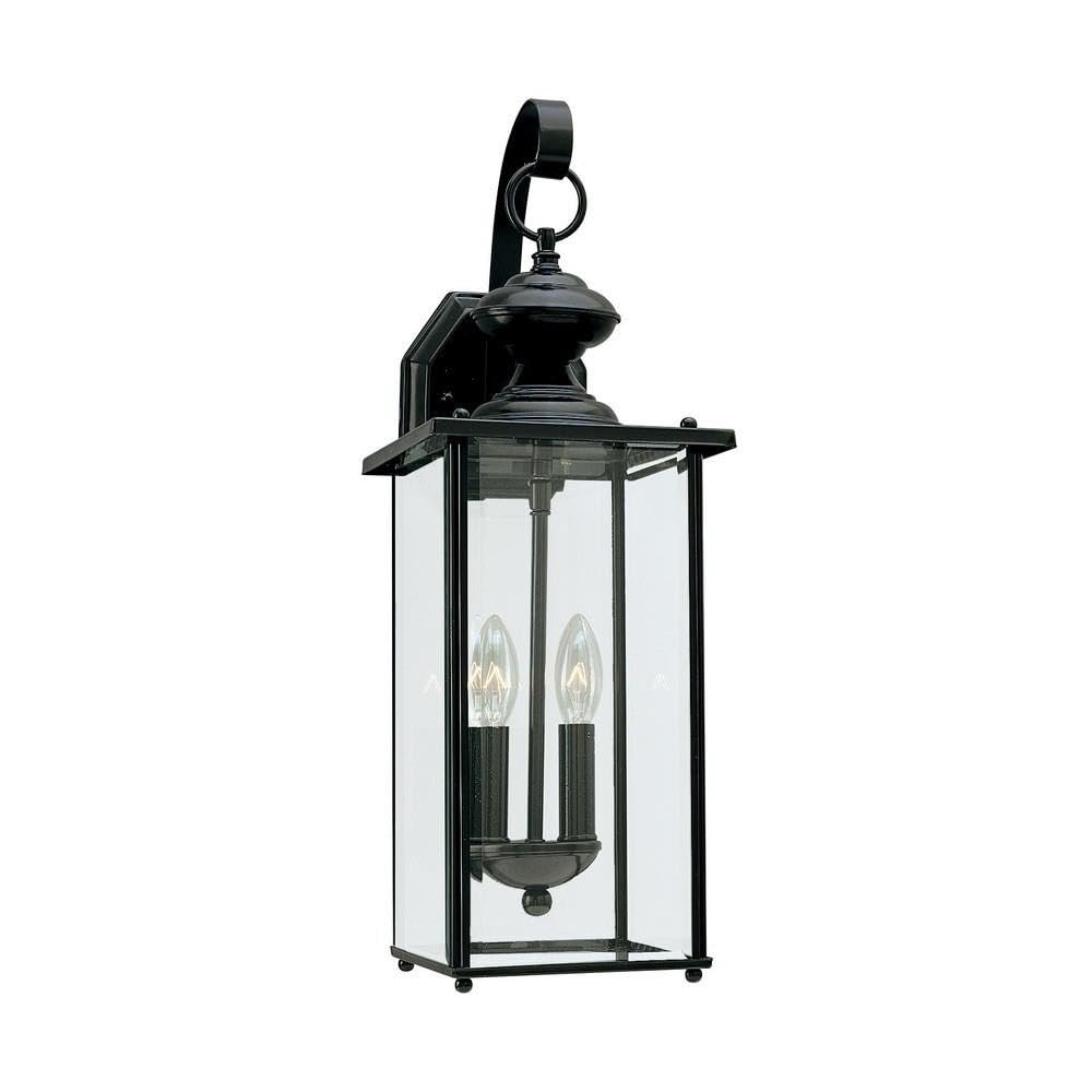 Generation Lighting 8468-12 Jamestowne Transitional Two - Light Outdoor Wall Lantern Outside Fixture, Black Finish, 1-Light, cET