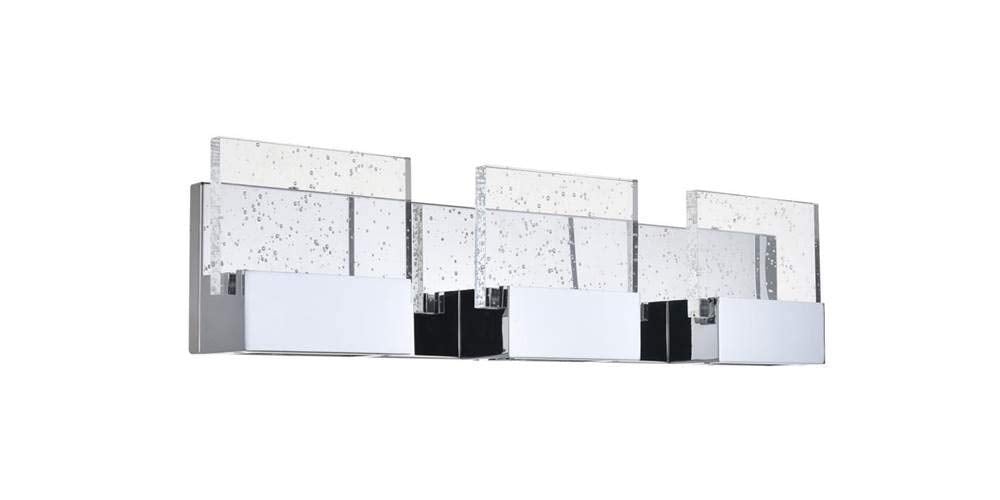 Elegant Lighting Chrome Led Wall Sconce, 3-Light Indoor Modern Decorative Fixture, 22"