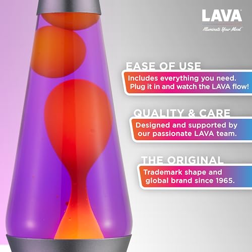 Lava® Lamp - Original Motion Light - 14.5" Glass - Purple Sunset - Yellow Wax - Model 26350400US