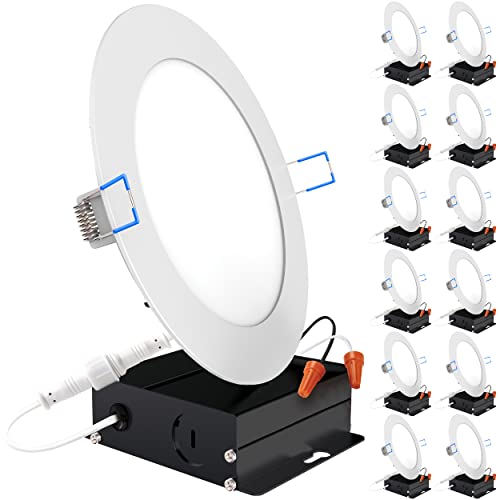 Sunco 12 Pack 6 Inch Ultra Thin Led Recessed Ceiling Lights, 3000K Warm White, Dimmable, 14W, Wafer Thin, Canless With Junction Box