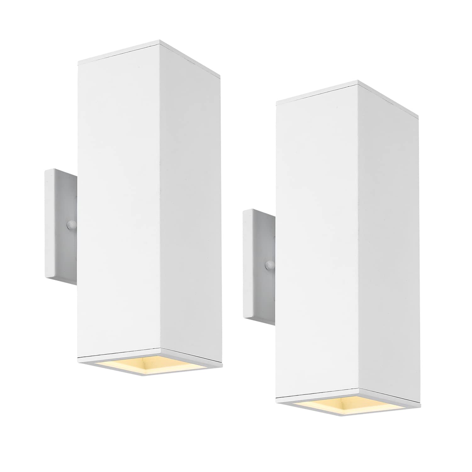 Harriet Modern Outdoor Wall Lights, Waterproof Aluminum Sconces, 2 Pack, Sanded White Finish