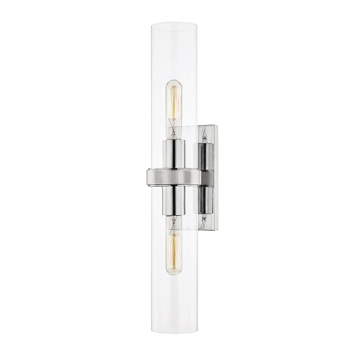 Hudson Valley Lighting Briggs 2-Light Wall Sconce - Polished Nickel Finish - Clear Glass Shade