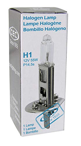 CEC Industries H1 55W Halogen Bulb, 12.8V, P14.5s Base, T-2.5 Shape, Clear White
