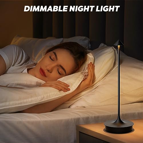 Jicai Small Cordless Table Lamp Rechargeable  Battery Operated Desk Lamp  4000Mah Led Touch Lamp  Dimmable Portable Outdoor Waterproof Wireless Table Light For Restaurants/Bars/Outdoor(1Pc  Black)