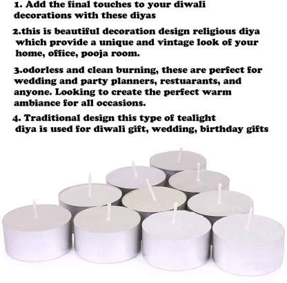 AKH69 Tealight Candles Pure Wax, Unscented, 9 Hours Burning time, White Unscented Tea Light Candles for Date (Pack of 10) Candle