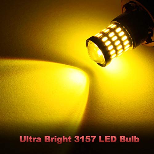 Yorkim 3157 Led Bulb Amber Ultra Bright, 3157 Led Brake Lights, 3157 Led Backup Reverse Lights, 3156 Led Tail Lights With Projector - 3056 3156 3156A 3057 4057 3157 4157 T25 Led Bulbs, Pack Of 4