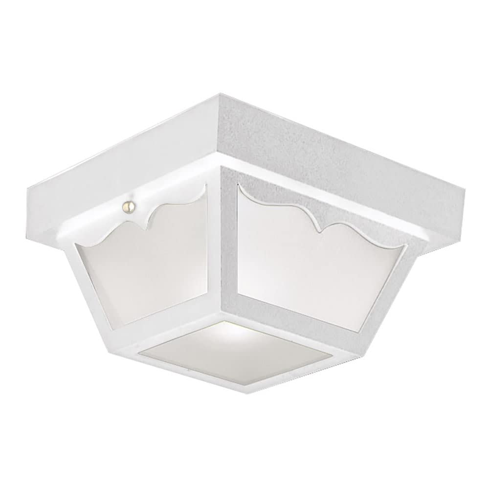 Design House 501858 2-Light Dimmable Ceiling Light with Frosted Glass, White Steel, 30 x 21 for Outdoor/Indoor Use