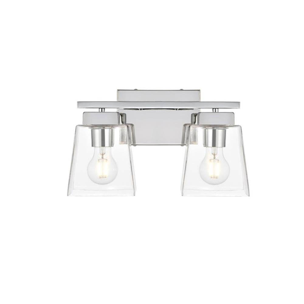 Living District Merrick 2-Light Iron & Glass Bath Sconce in Chrome/Clear