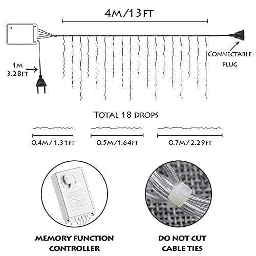 YOLIGHT Icicle String Lights 13ft 96 LED Multi-Color Twinkle Lights for Indoor/Outdoor Decoration, Model YL-96-CL