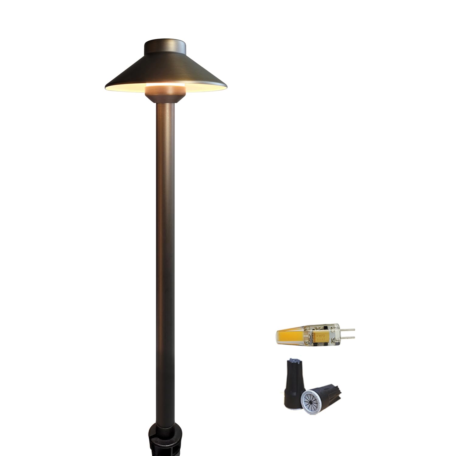 COLOER Brass Low Voltage Pathway Lights Outdoor 1-Pack with 2W LED G4 Bulb, Garden Path Lights Electric, IP65 Waterproof Outdoor