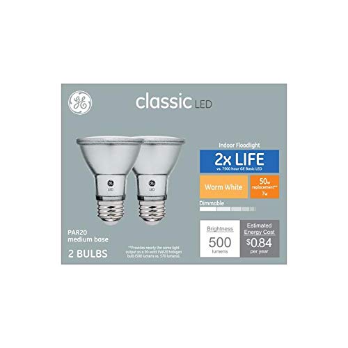 GE LED Light Bulbs, 50W Equivalent, Dimmable, Soft White, 2 Count, Model 44972