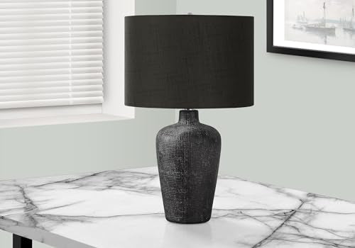 Monarch Specialties 9621 Lighting, Table Lampblack Ceramic, Black Shade, Contemporary Lighting-24 Lamp, 15&quot; L X 15&quot; W X 24&quot; H