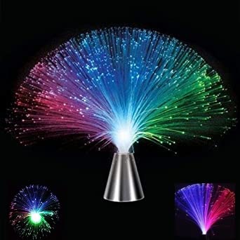 N&T 2 Pack Led Multicolor Changing Fiber Light Colourful Changing Fiber Optic Fountain Party Lamp