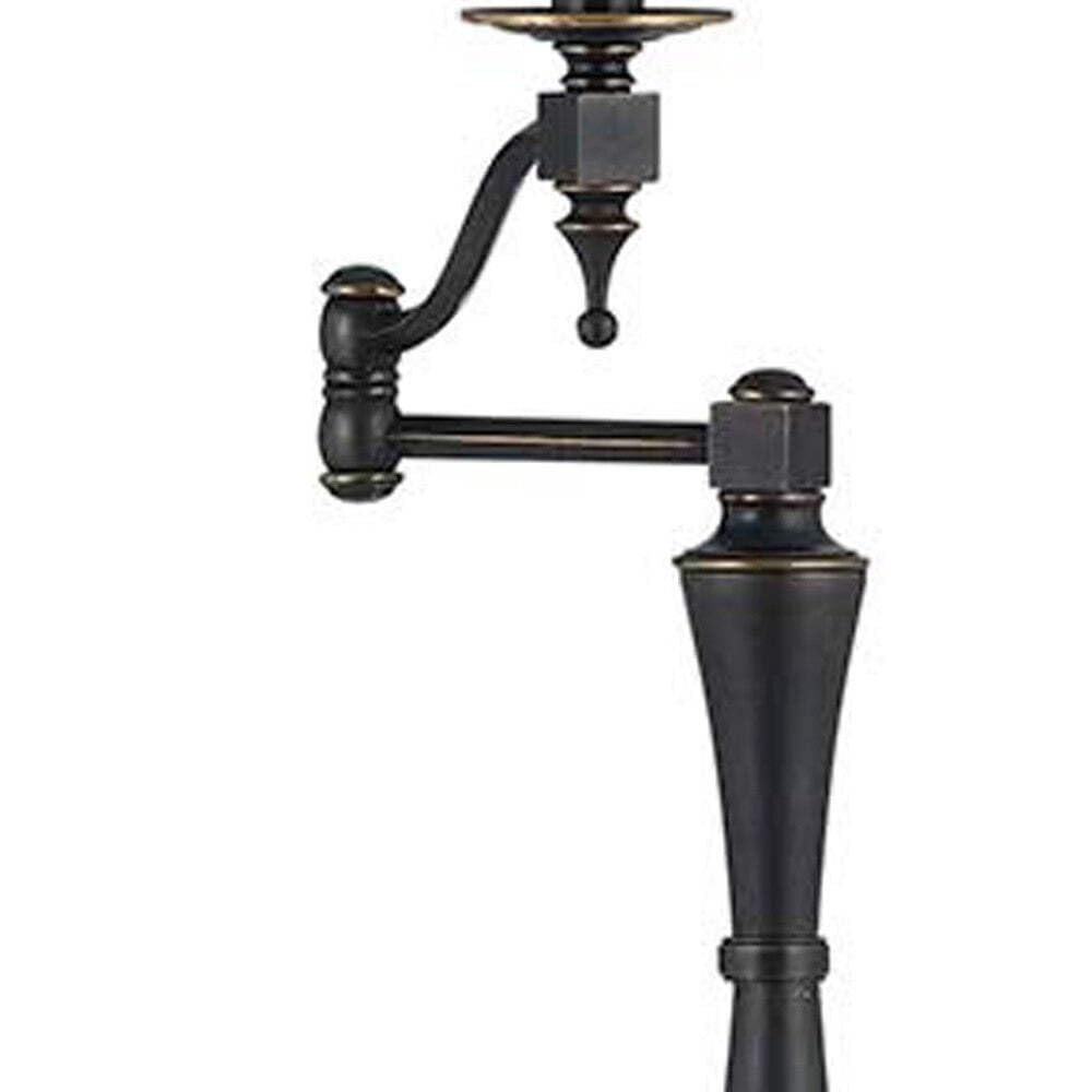 HomeRoots Bronze Swing Arm Floor Lamp with Brown Shade, 61 in. Tall