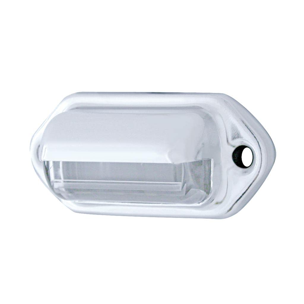 United Pacific 4 White Led Chrome License Plate Light/Utility Light Metal Housing