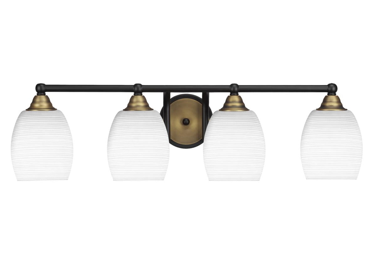 Toltec Lighting Paramount 4 Light Bath Bar In Matte Black & Brass (3424-Mbbr-4021)