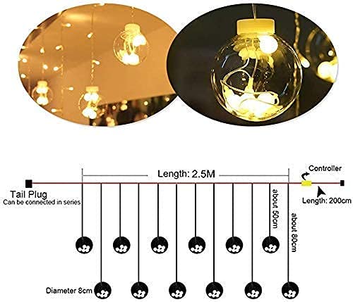 Desidiya Decorative Wish Ball Orbs Led Curtain Lights for Diwali Christmas Wedding,2.5 M,Globe Curtain Lights (Pack of 1) Warm W
