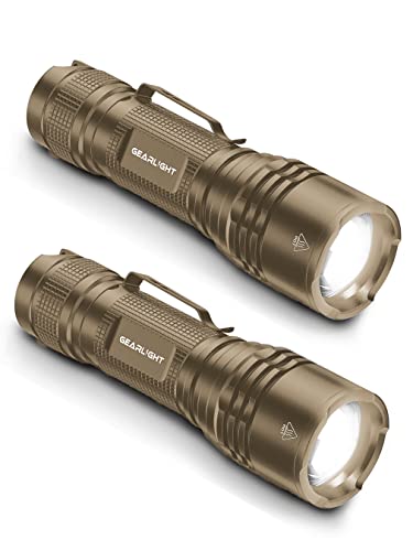 Gearlight Tac Led Flashlight Pack - 2 Super Bright, Compact Tactical Flashlights With High Lumens For Outdoor Activity & Emergen