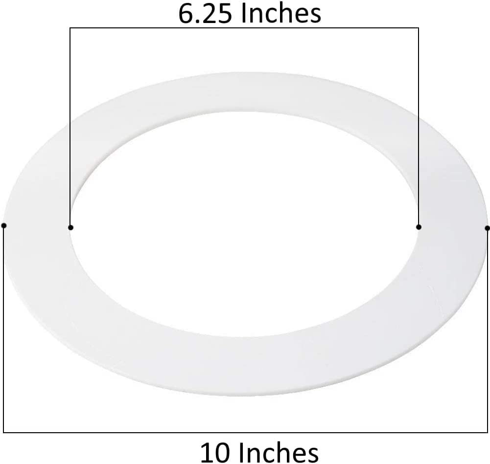 Lighting Labs 6 Pack Matte White Goof Trim Ring for 10-Inch Recessed Lighting, 6.2-Inch Inner Diameter, Durable Matte Plastic