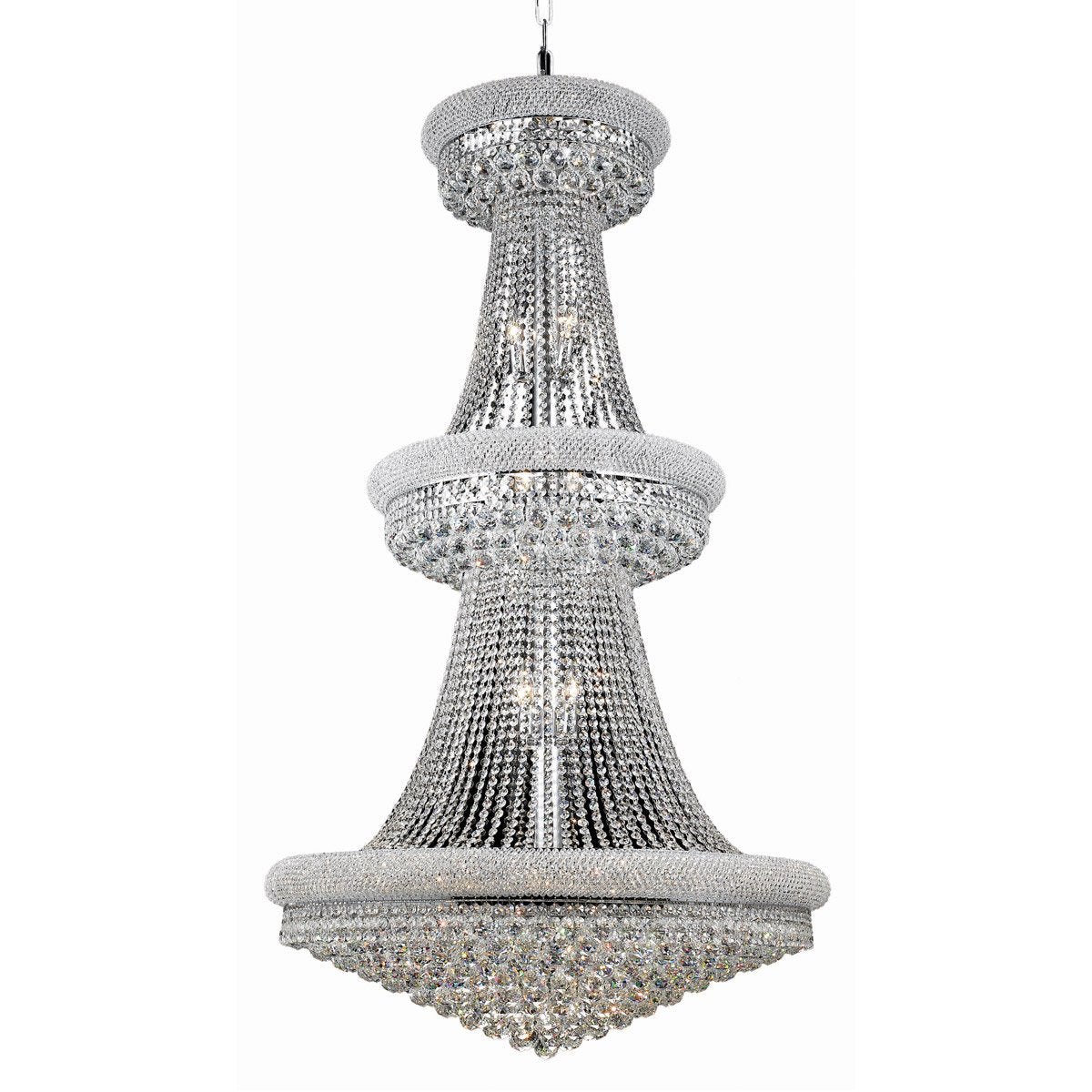 1800 Primo Collection Large Hanging Fixture D36in H66in Lt:32 Chrome Finish (Royal Cut Crystals)