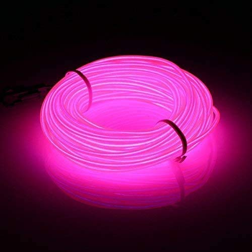 Jiguoor El Wire Battery Pack 9.8Ft / 3M Bright Neon Light Strip 360° Illumination Neon Tube Rope Lights For Diy, Festival, Party Decoration, Pub, Halloween, Chrismas (9.8Ft / 3M , Pink)