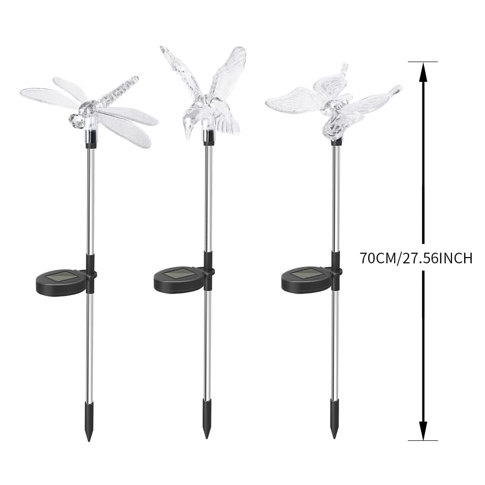 Anordsem Solar Lights Outdoor Decorations: Garden Stake Light Waterproof For Yard Decorative Outside - Dragonfly Hummingbird Butterfly Led Lamp Patio Path Decor 6 Pack