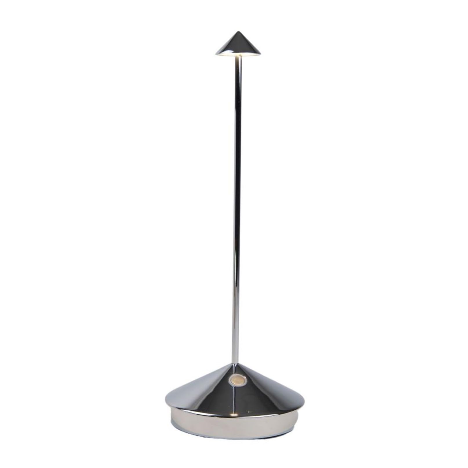 Zafferano, Pina Pro Lamp with Glossy Chrome Finish, Rechargeable Cordless Table Lamp with Touch Controls, Usable as an Indoor La