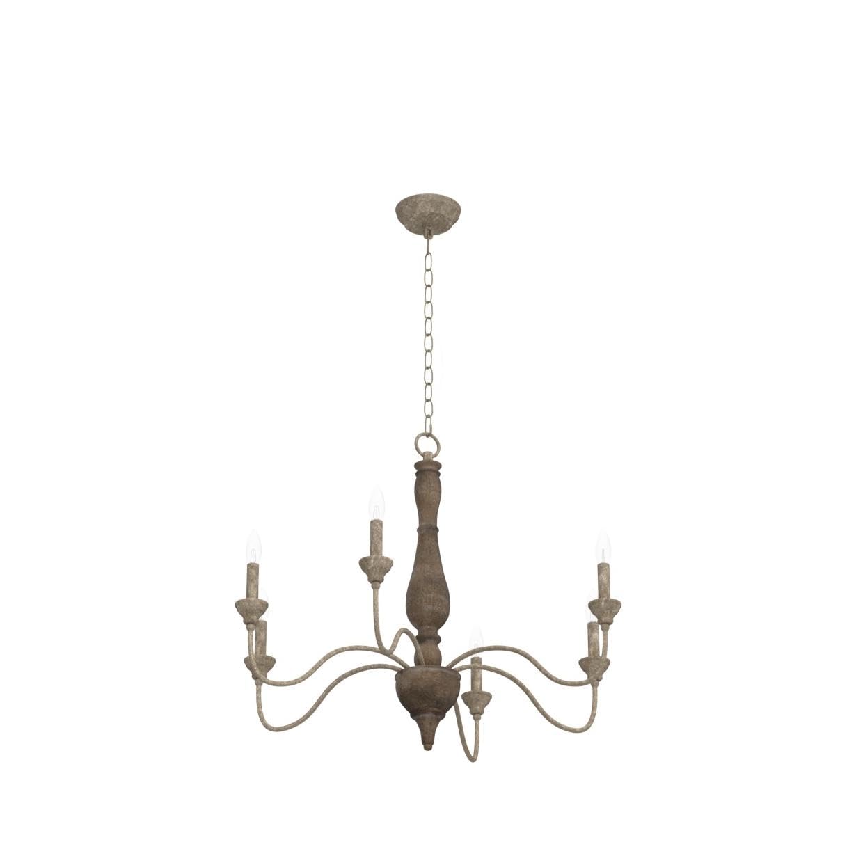 Gepow 6-Light Distressed Wood Chandelier, Farmhouse Ceiling Light For Dining Room & Kitchen