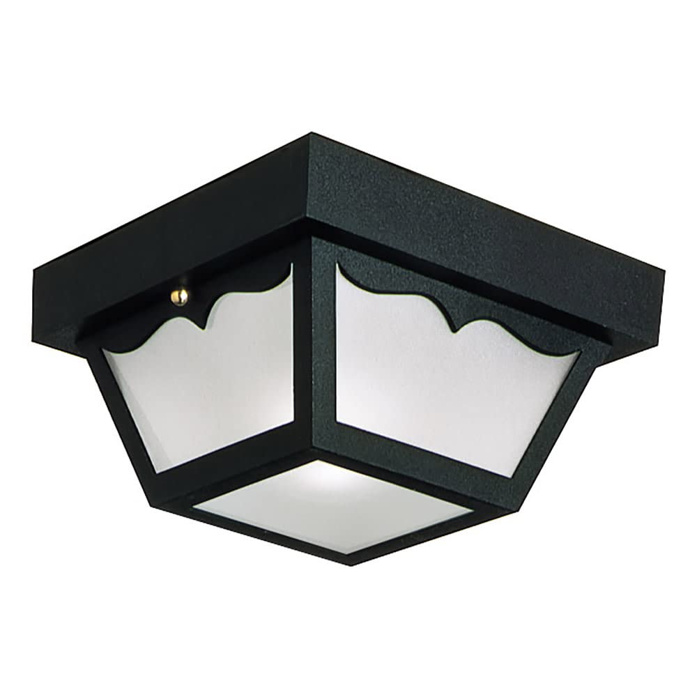 Design House 502872 2-Light Dimmable Ceiling Light, Frosted Glass, Black Steel for Porch, Entryway, Patio