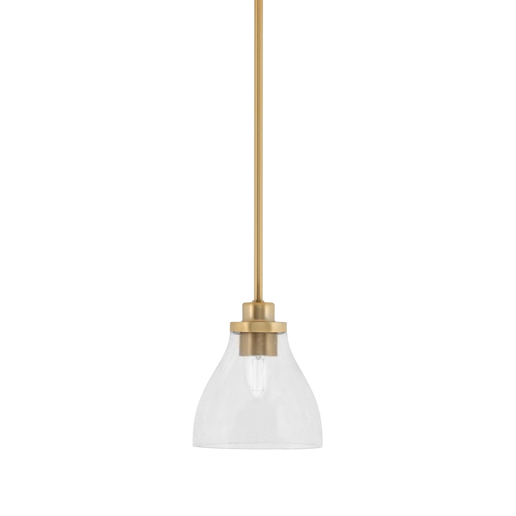 Toltec Lighting Odyssey Mini Pendant, New Age Brass Finish, 6.25in Clear Bubble Glass