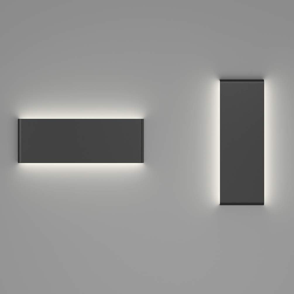 Ralbay LED Black Wall Sconce 2-Pack, 15.7in Aluminum Up and Down Bathroom Lighting, Natural White Light 4500K