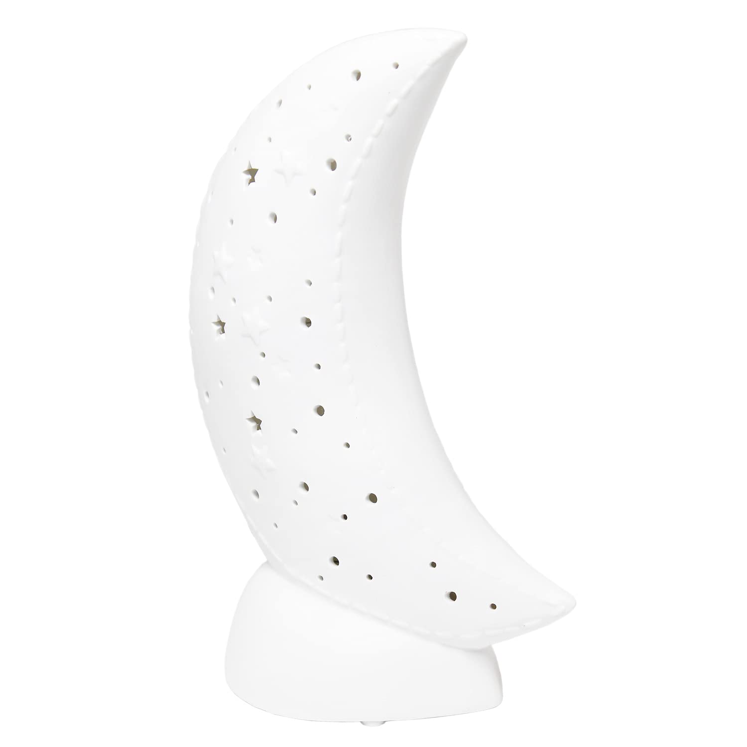 Simple Designs LT3338-WHT Porcelain Crescent Moon Night Light Lamp, White, Pack of 1