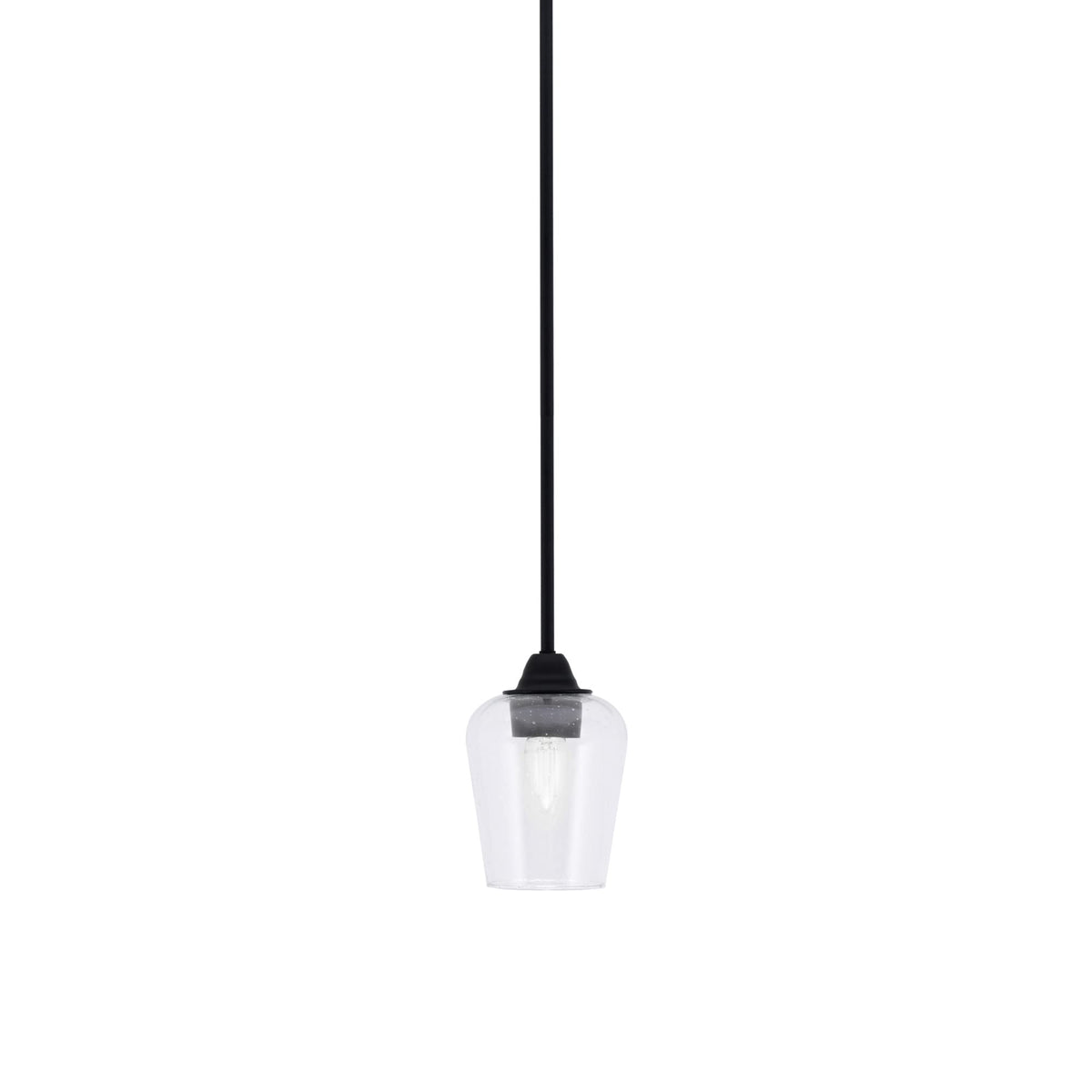 Paramount 1 Light Mini Pendant In Matte Black Finish With 5&quot; Clear Bubble Glass