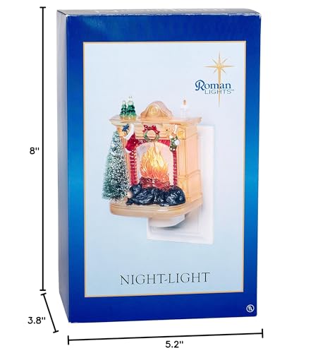 Roman Sleeping Winter Bear Night Light, Plastic, 6 x 4 Inch, Swivel Base, Wall Plug-In, Model 164054