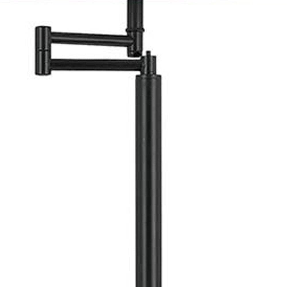 HomeRoots Bronze Swing Arm Floor Lamp with White Square Shade, 60 in. Metal Design