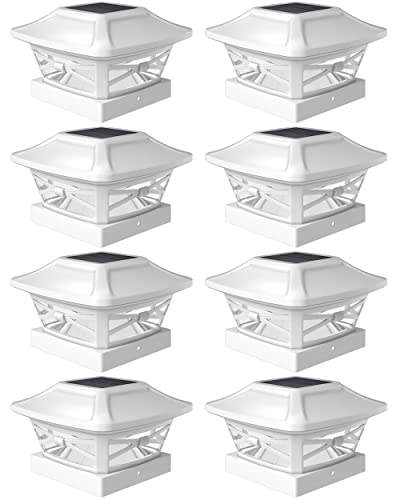 Davinci Lighting Renaissance Solar Outdoor Post Cap Lights - Includes Bases For 4X4 5X5 6X6 Posts - Bright Led Light - Pearl Whi