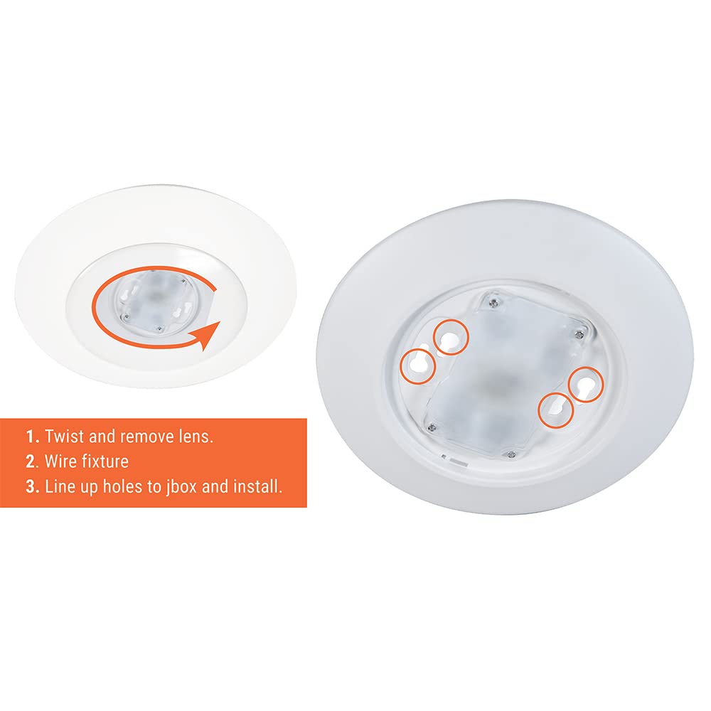 HALO 6 inch Recessed LED Disc Light, 3000K Soft White, Model HLC6099301EWH-6BP, Surface Mount, 6 Pack