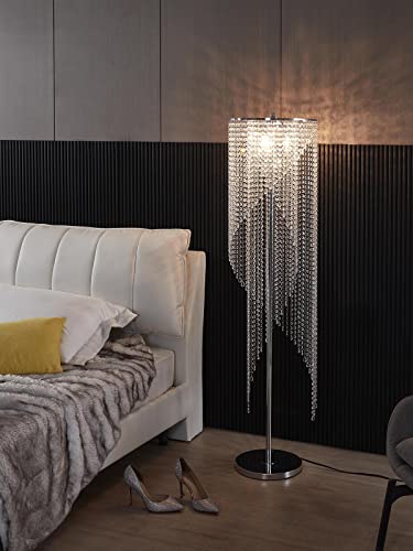 Surpars House Crystal Floor Lamp - Elegant Rain Design, Silver Chrome Finish, Modern Lava Style for Living Room & Bedroom, Model S0170044