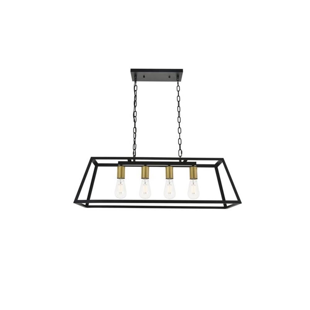 Living District Resolute 4-Light Metal Pendant in Brass/Black