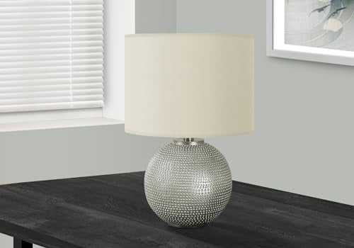 Monarch Specialties 9653 Lightingtable Lamp, Grey Resin, Ivory/Cream Shade, Modern Lighting-19 H Table, 12&quot; L X 12&quot; W X 18.5&quot; H